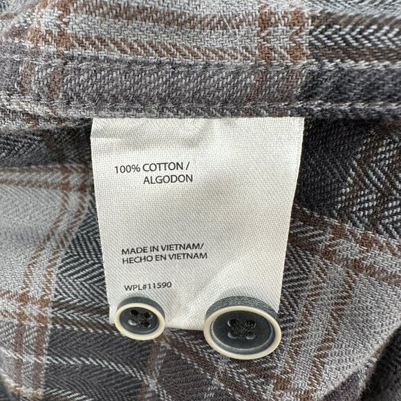 Weatherproof Vintage Mens Gray/Brown Plaid Button-Down Long Sleeve Shirt Size L - Picture 7 of 10